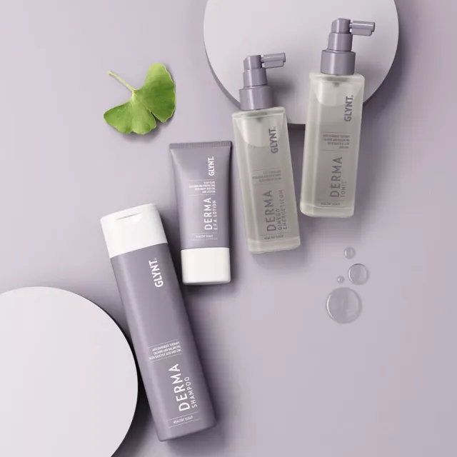 Serum przeciw wypadaniu włosów Glynt DERMA Ginkgo – biotyna i miłorząb dla wzmocnienia i wzrostu